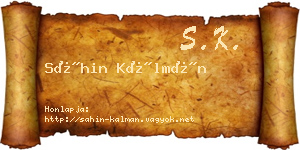 Sáhin Kálmán névjegykártya